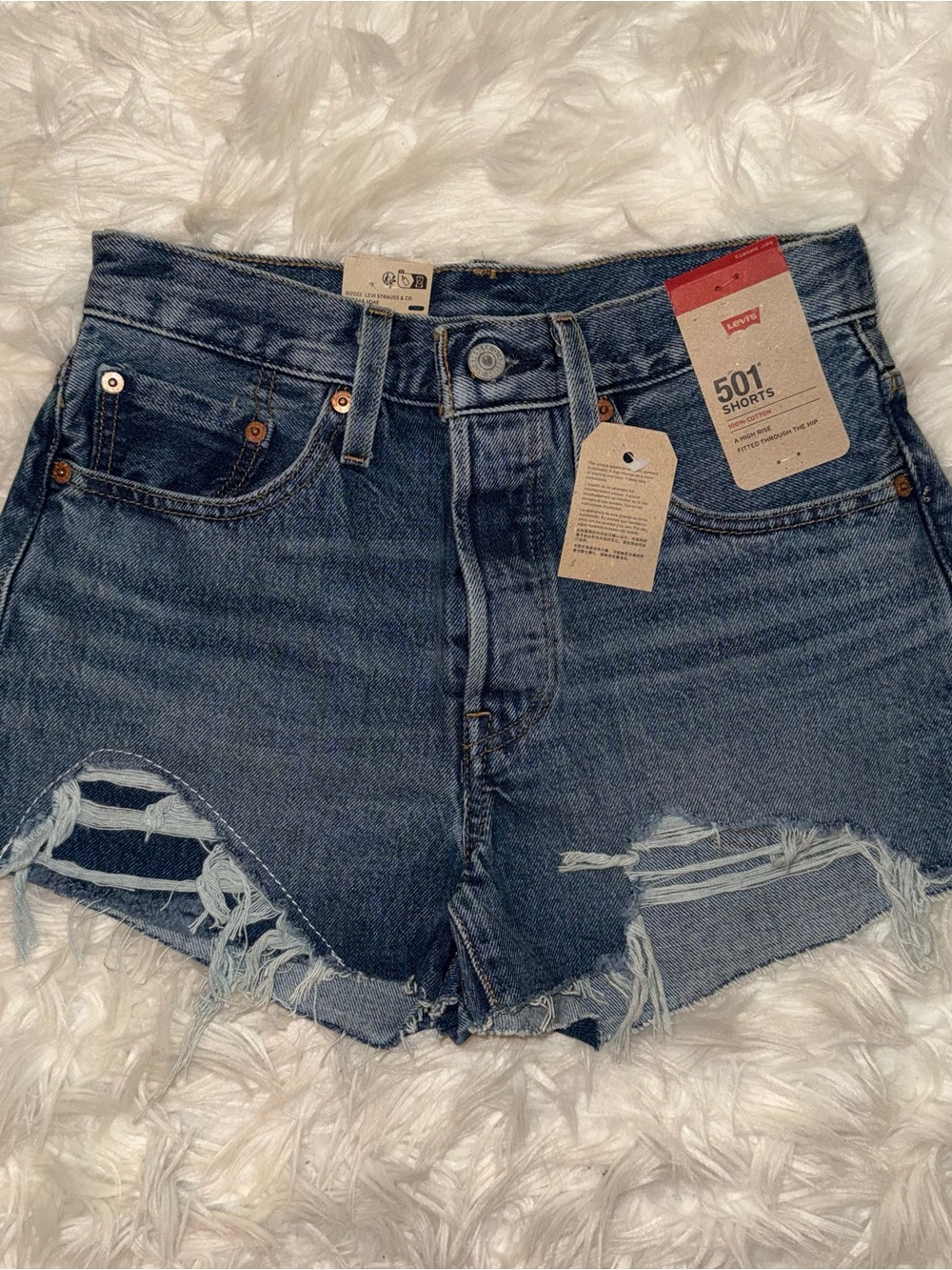 Levi's 501 Distressed Cutoff Jean Shorts - Dark Blue